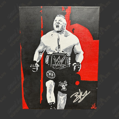Brock Lesnar signed 12x16 Hand Painted Canvas Art (w/ JSA)