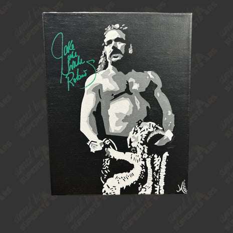 Jake Roberts signed 11x14 Hand Painted Canvas Art
