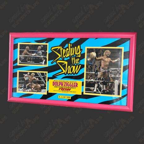 Placa enmarcada de WWE RAW firmada por Dolph Ziggler