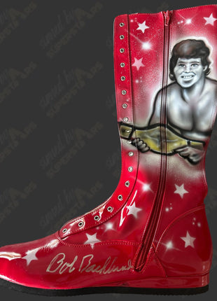 Ric Flair & Bob Backlund dual signed Custom Painted Wrestling Boot (w/ JSA)