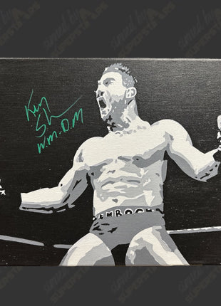 Ken Shamrock signed 11x14 Hand Painted Canvas Art