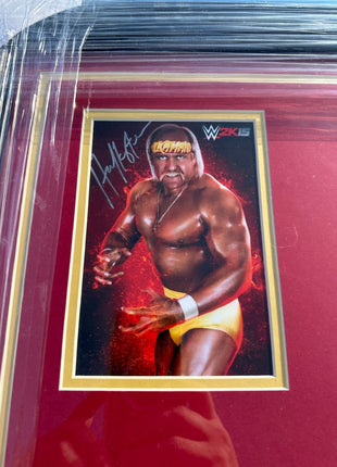 Hulk Hogan signed Photo & Rowdy Roddy Piper signed Replica Tights Framed Plaque