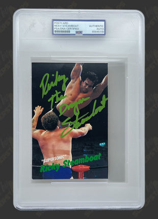 Ricky Steamboat signed Japanese Postcard (w/ PSA)