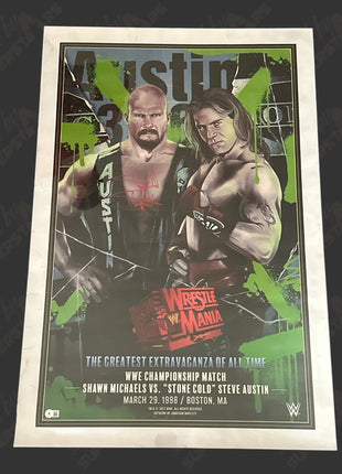 Stone Cold Steve Austin signed WWE WrestleMania 24x36 Poster (w/ Beckett)