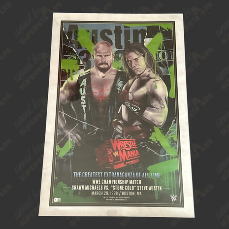 Stone Cold Steve Austin signed WWE WrestleMania 24x36 Poster (w/ Beckett)