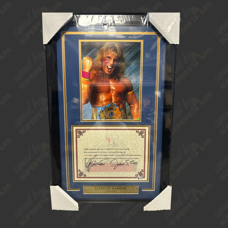Ultimate Warrior signed Framed Plaque (w/ Beckett)