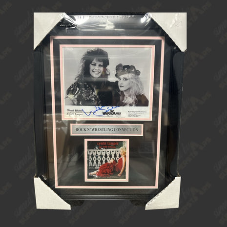 Wendi Richter & Cyndi Lauper dual signed Framed Plaque