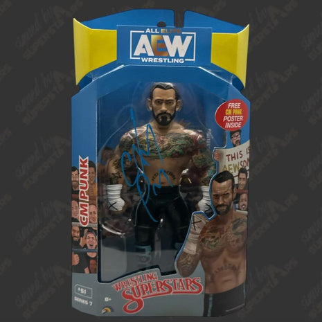 Figura de acción de superestrellas de la lucha libre de AEW firmada por CM Punk
