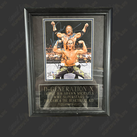 Shawn Michaels & Triple H dual signed Framed Plaque (w/ Beckett)