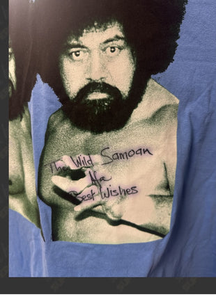 Wild Samoan Afa signed T-Shirt (Size: 2XL)