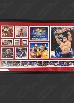 Brock Lesnar signed Wrestlemania 33 Framed Plaque