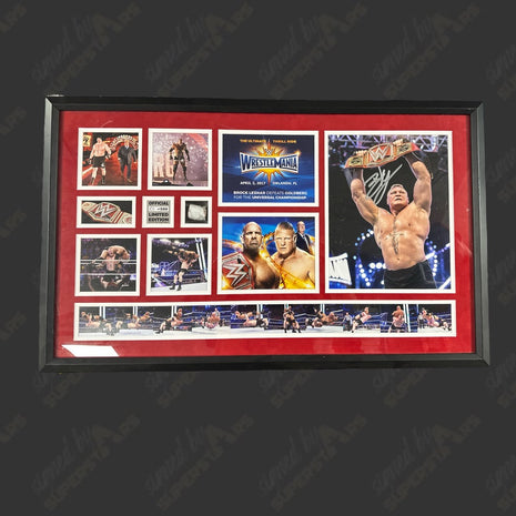 Brock Lesnar signed Wrestlemania 33 Framed Plaque