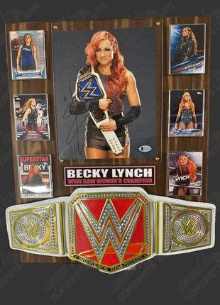 Becky Lynch signed Wood Plaque with Belt (w/ Beckett)