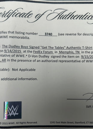 Dudley Boys dual signed WWE TShirt - Size: 3XL (w/ WWE COA)