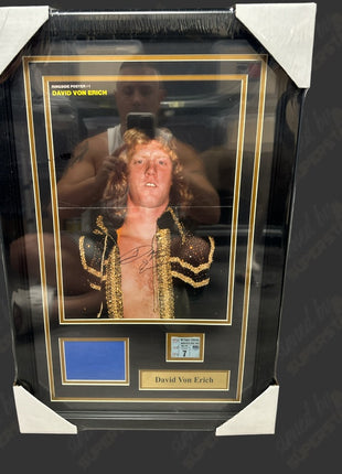 David Von Erich signed 17x26 Framed Plaque