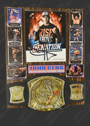John Cena signed Wood Plaque with Belt