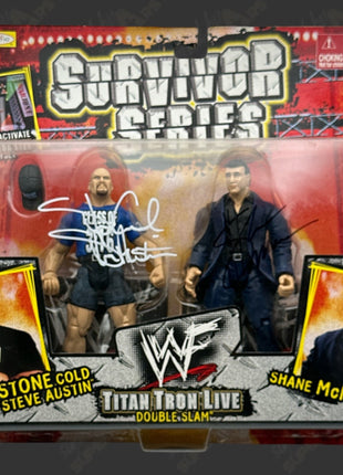 Stone Cold Steve Austin & Shane McMahon dual signed WWF Survivor Series Action Figure