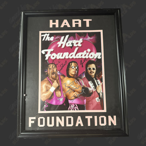 Hart Foundation - Bret Hart, Jim Neidhart & Jimmy Hart triple signed Framed Plaque