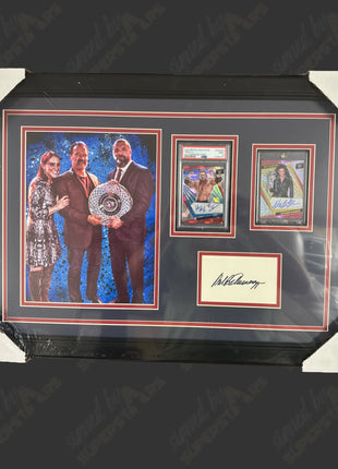 Triple H, Stephanie McMahon & Arnold Schwarzenegger triple signed Framed Plaque