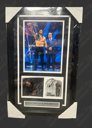 Roman Reigns & Paul Heyman dual signed Framed Plaque