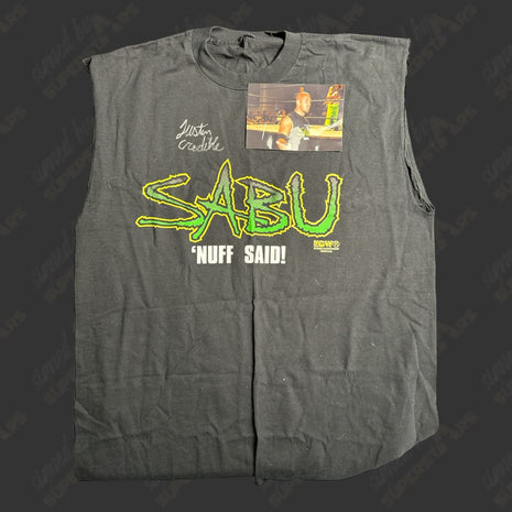 Justin Credible signed Ring Worn Sabu T-Shirt (ECW)