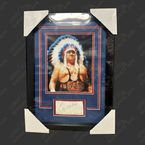 Chief Wahoo McDaniel signed Framed Plaque