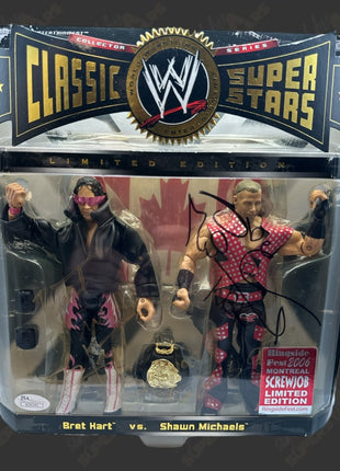 Shawn Michaels & Bret Hart dual signed WWE Jakks Classic Superstars Action Figure 2-pack (w/ JSA)