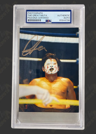 Great Muta signed 3.5x5 Photo (w/ PSA)