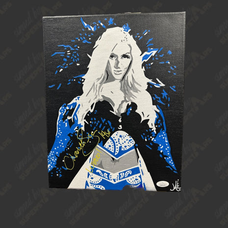 Charlotte Flair signed 11x14 Hand Painted Canvas Art (w/ JSA)