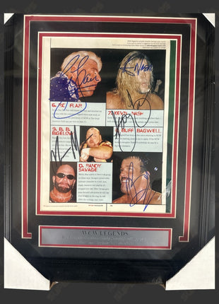 Ric Flair, Bam Bam Bigelow, Randy Savage, Kevin Nash & Buff Bagwell multi-signed Framed Plaque