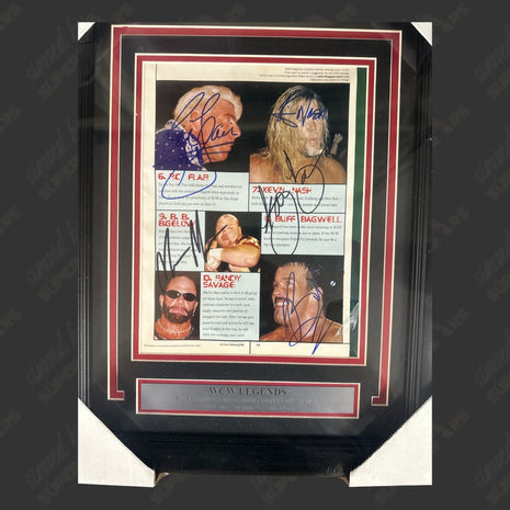 Ric Flair, Bam Bam Bigelow, Randy Savage, Kevin Nash & Buff Bagwell multi-signed Framed Plaque