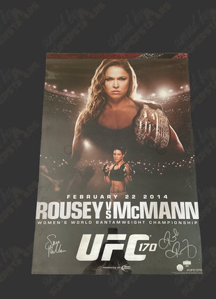 Ronda Rousey & Sara McMann dual signed 28x41 UFC 170 Event Poster
