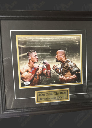 John Cena & The Rock dual signed Framed Plaque (w/ JSA)
