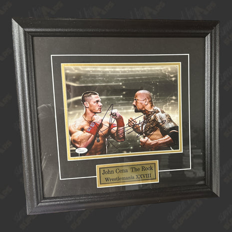 John Cena & The Rock dual signed Framed Plaque (w/ JSA)