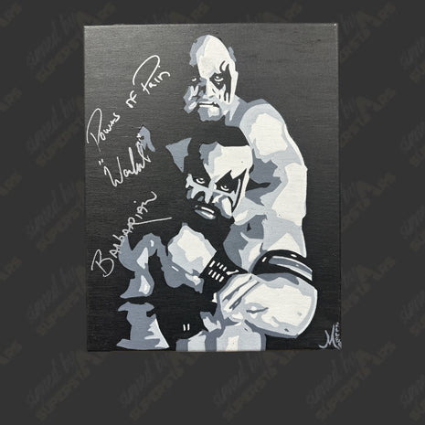 Powers of Pain - Warlord & Barbarian dual signed 11x14 Hand Painted Canvas Art