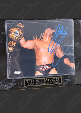 The Rock signed Wood Plaque (w/ PSA)