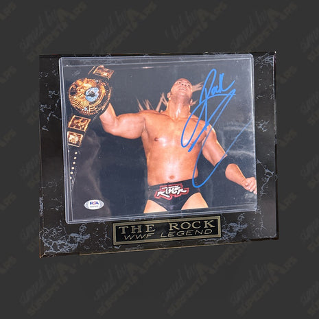 The Rock signed Wood Plaque (w/ PSA)