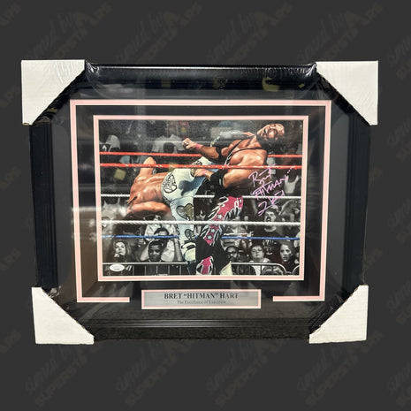 Bret Hart signed Matted & Framed Photo Plaque (w/ JSA)
