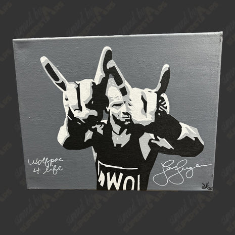 Lex Luger signed 11x14 Hand Painted Canvas Art