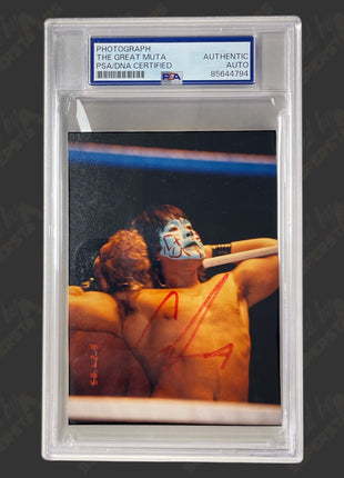 Great Muta signed 3.5x5 Photo (w/ PSA)