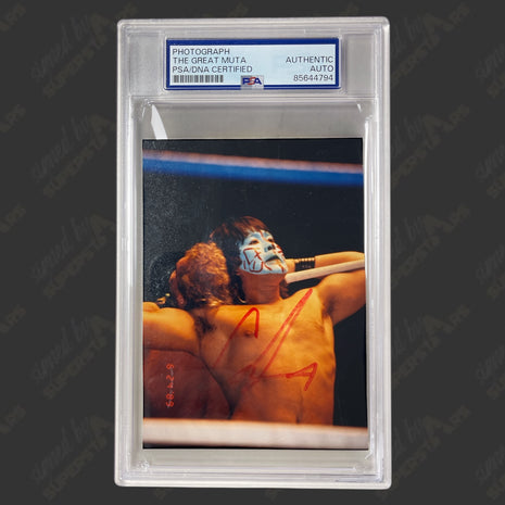 Great Muta signed 3.5x5 Photo (w/ PSA)