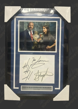 Stephanie McMahon & Triple H dual signed Framed Plaque