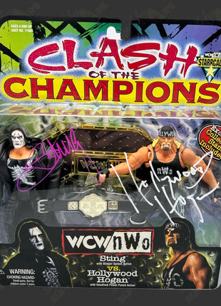 Sting & Hulk Hogan dual signed WCW Clash of the Champions Action Figure 2pack (w/ JSA)