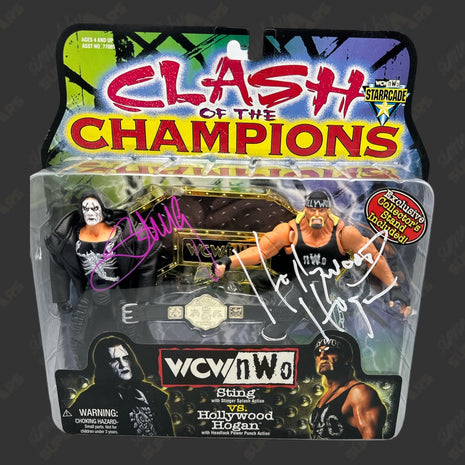Sting & Hulk Hogan dual signed WCW Clash of the Champions Action Figure 2pack (w/ JSA)