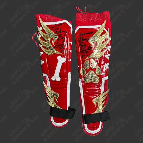 Davey Boy Smith Jr signed Ring Worn Kick Pads