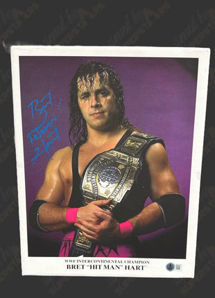 Bret Hart signed 11x14 Printed Canvas (w/ Beckett)