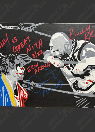 Bully Ray & Atsushi Onita dual signed 12x16 Hand Painted Canvas Art