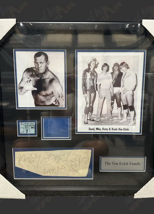 Kerry Von Erich, Kevin Von Erich, Fritz Von Erich, David Von Erich & Mike Von Erich multi-signed 22x22 Framed Plaque