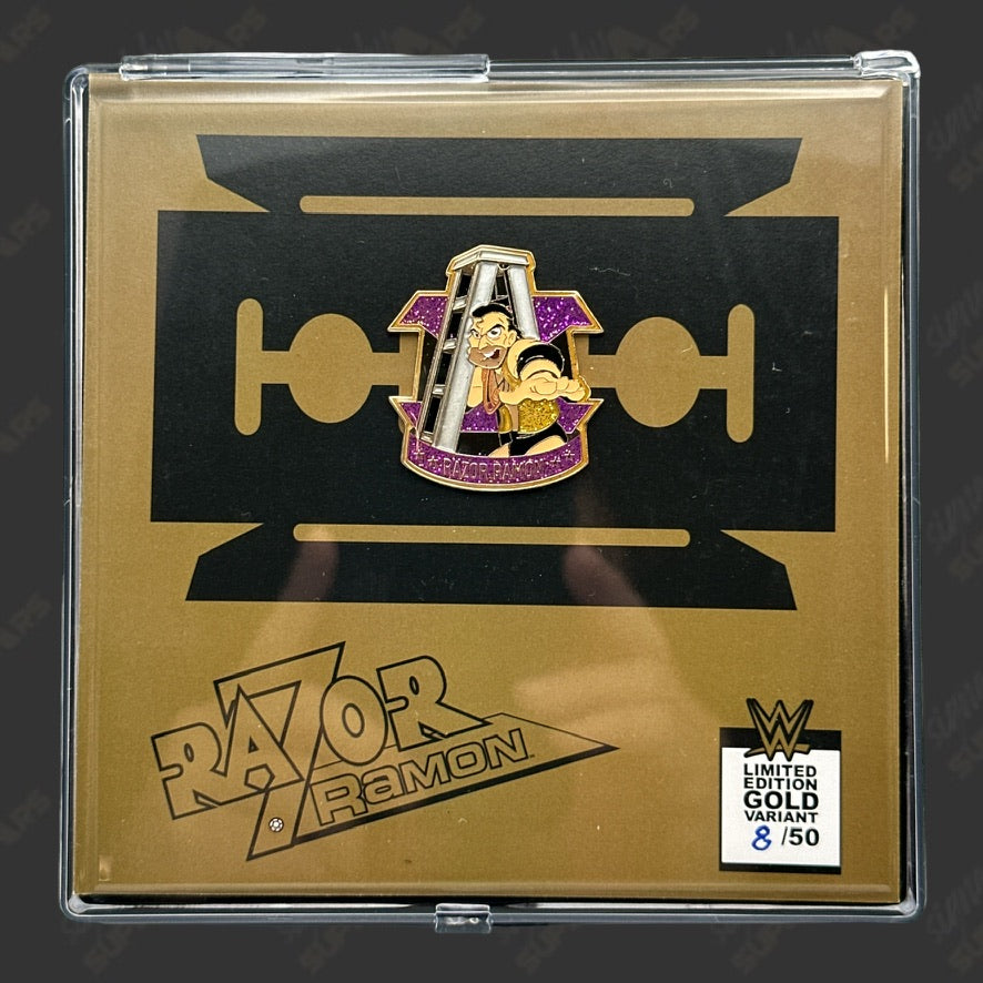 Razor Ramon Emblem WWE Razor Ramon Limited Edition Gold Variant Pin (Un-signed) – Signed ...