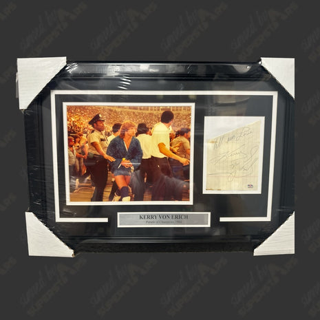 Kerry Von Erich signed Framed Plaque (w/ PSA)